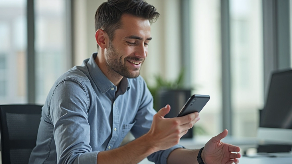 Мужчина использует мобильное приложение для управления финансами