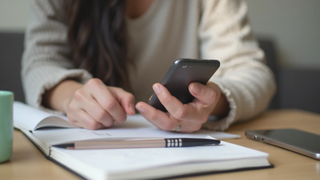 Профессиональное фото человека, записывающего расходы в приложение на телефоне