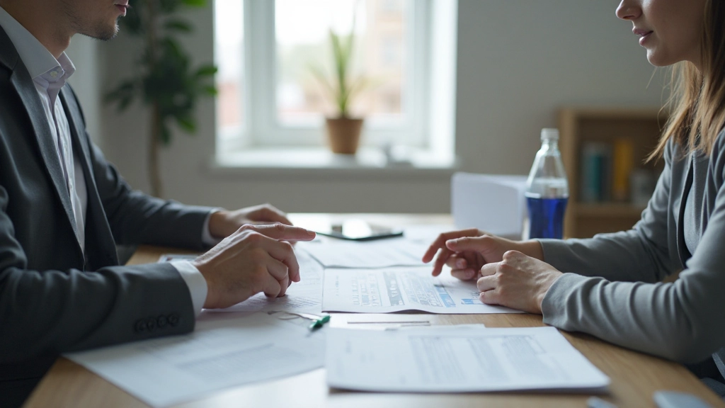 Профессиональный финансовый консультант обсуждает план с клиентом в офисе